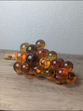 Vintage  Amber Lucite?  Grape Cluster MCM Retro Approximately 12"
